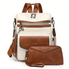 Vintage Leopard Print Block Design with Tassel Stain-Resistant Leather Backpack Mssza