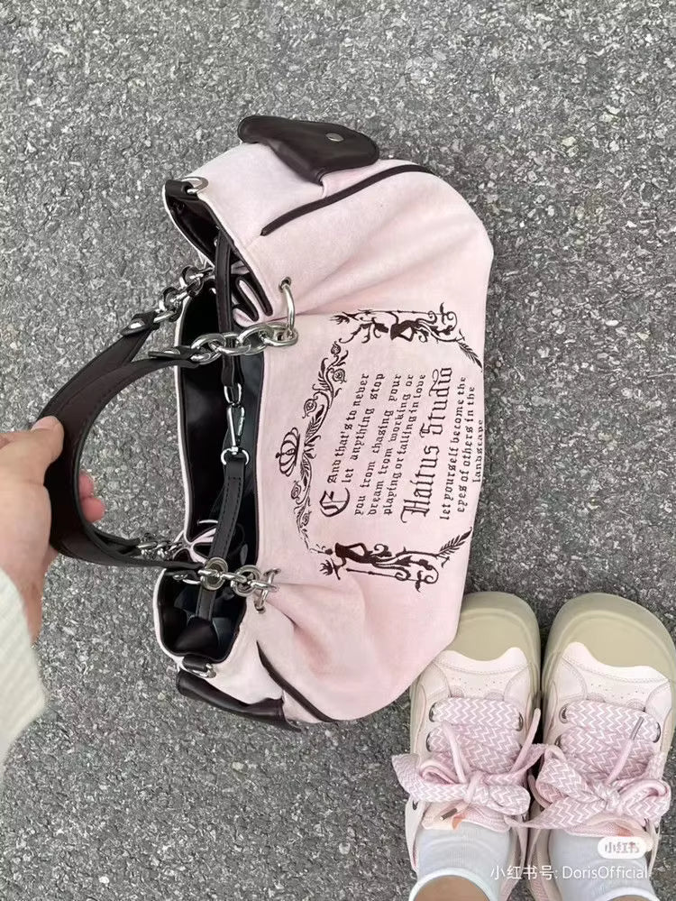 Vintage Letter Gothic Large Capacity Casual Crossbody Tote Bag Mssza