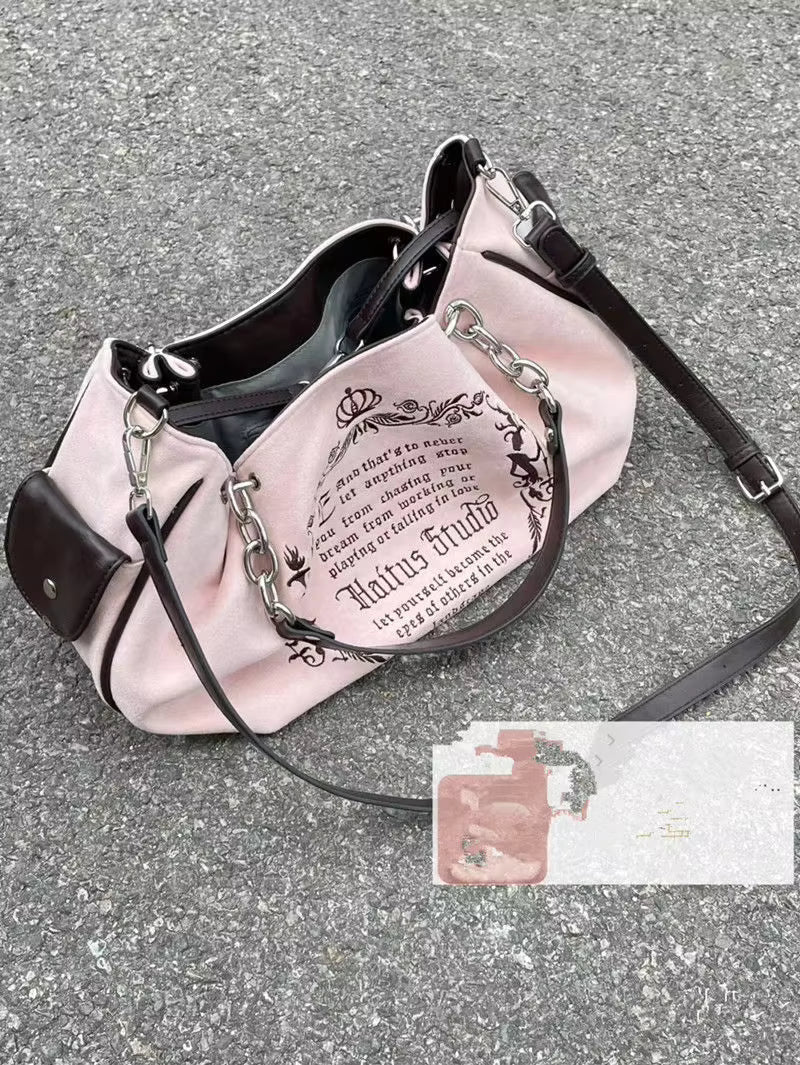 Vintage Letter Gothic Large Capacity Casual Crossbody Tote Bag Mssza