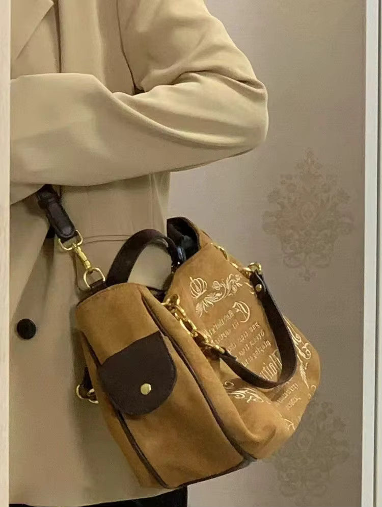 Vintage Letter Gothic Large Capacity Casual Crossbody Tote Bag Mssza