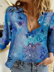 Vintage Long Sleeve Single-Breasted Lapel Printed Shirt Mssza