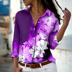 Vintage Long Sleeve Single-Breasted Lapel Printed Shirt Mssza