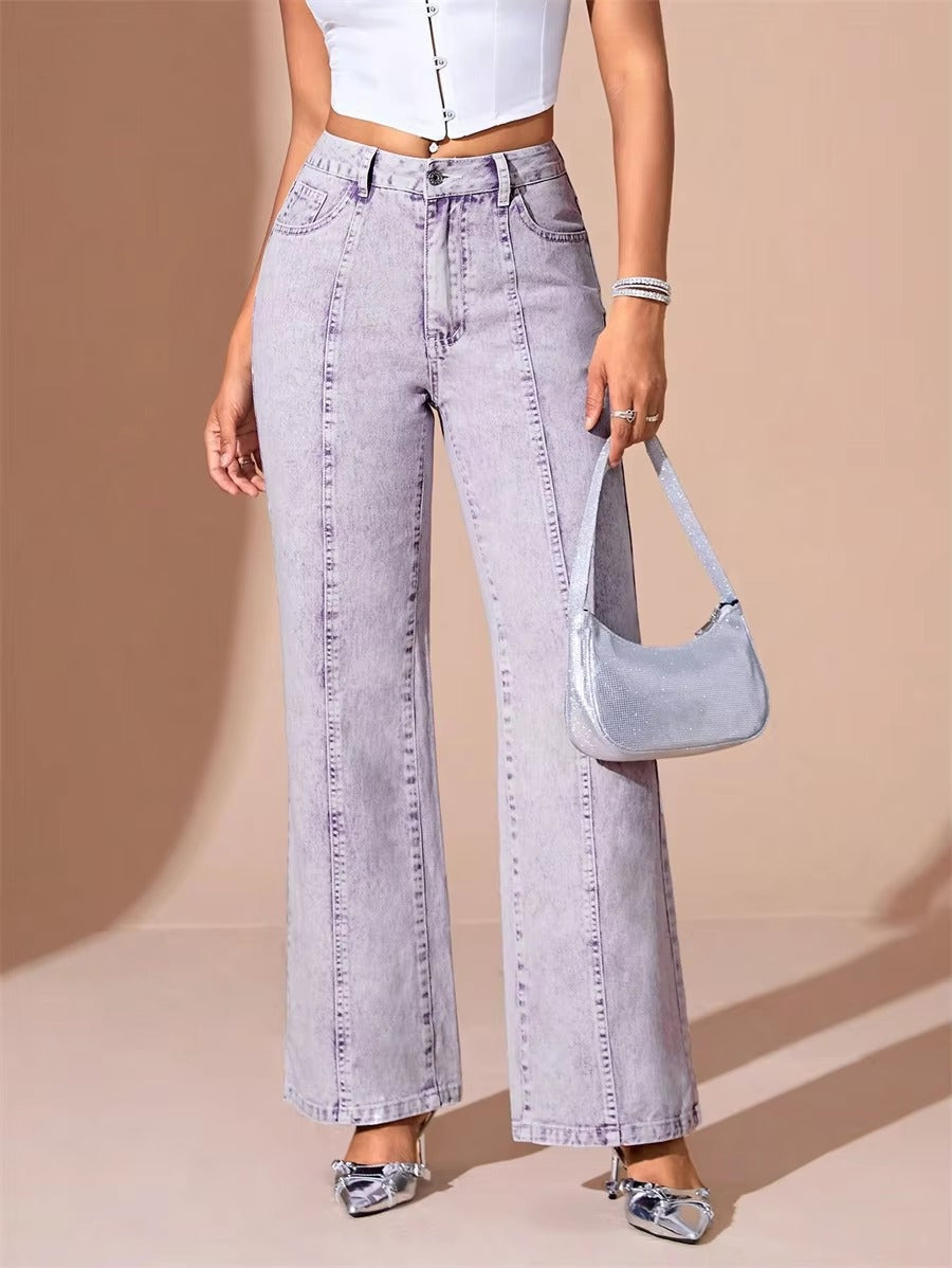 Vintage Loose Wide-leg Streetwear High Waist Straight-leg Denim Pants Mssza