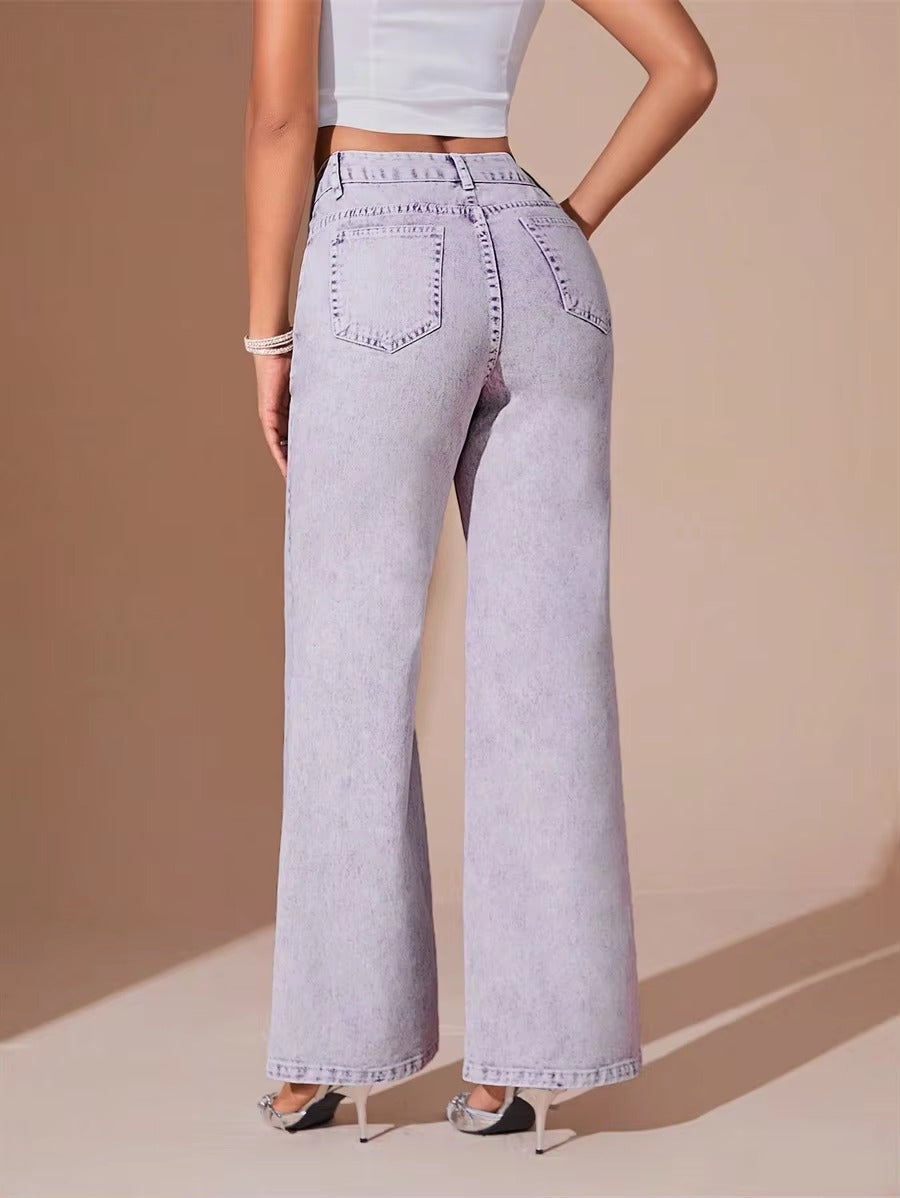 Vintage Loose Wide-leg Streetwear High Waist Straight-leg Denim Pants Mssza