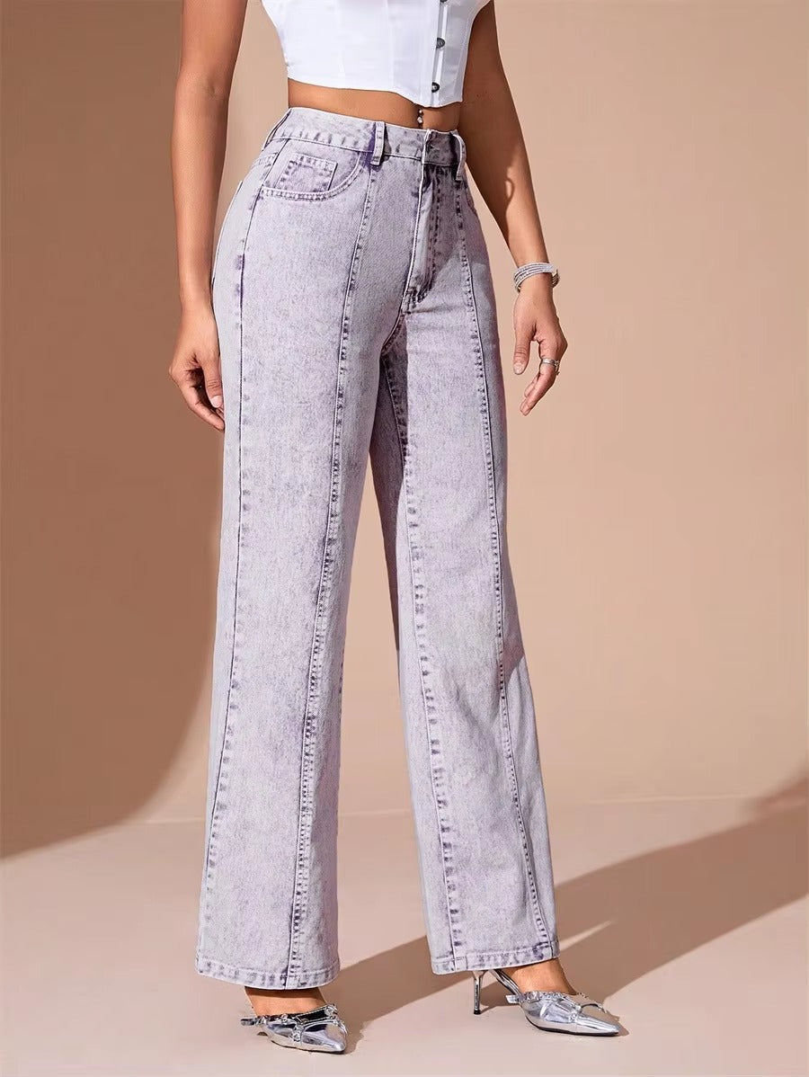 Vintage Loose Wide-leg Streetwear High Waist Straight-leg Denim Pants Mssza