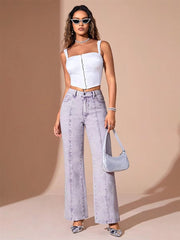 Vintage Loose Wide-leg Streetwear High Waist Straight-leg Denim Pants Mssza
