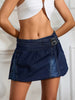 Vintage Low Rise Double Belted Streetwear Jeans Denim Mini Skirts Mssza