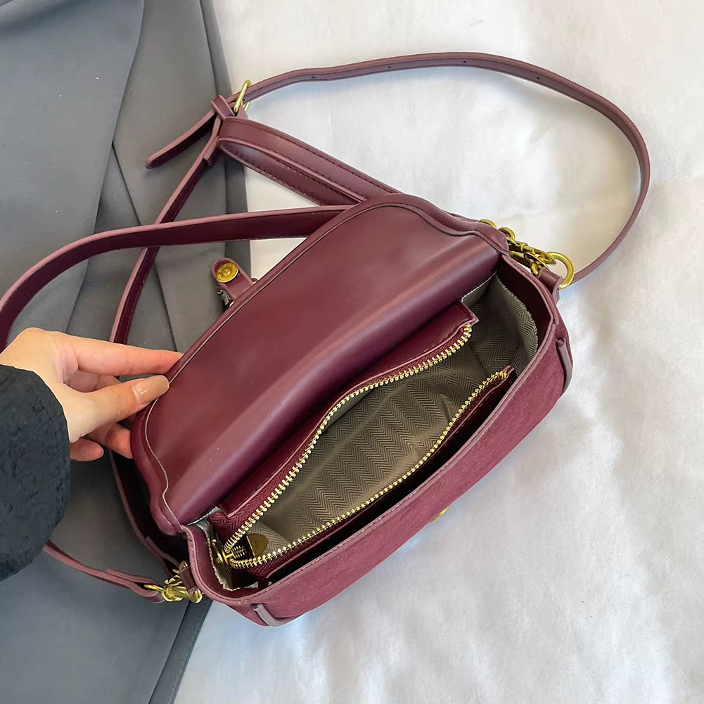 Vintage Luxury Solid Buckle Underarm Shoulder Bags Mssza
