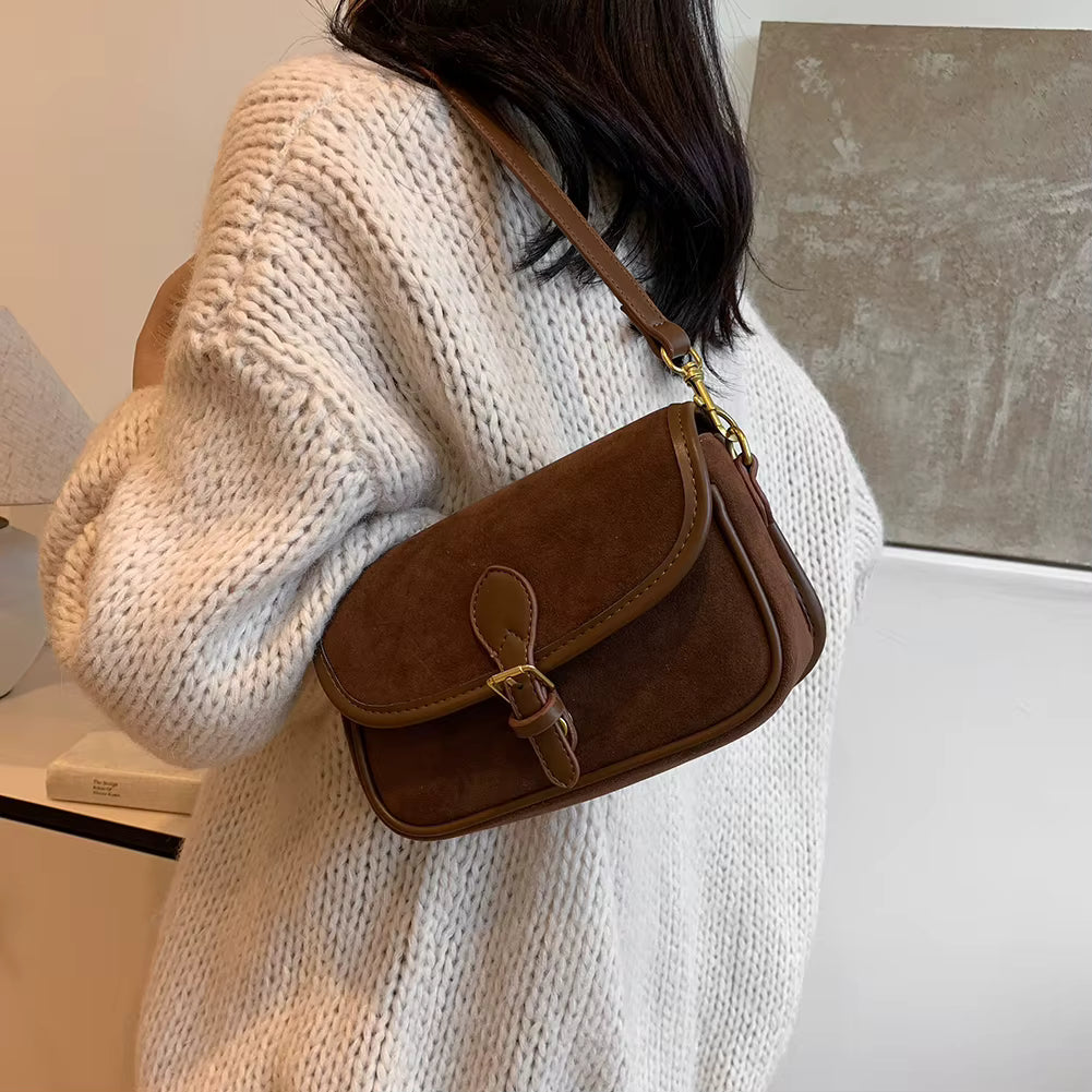 Vintage Luxury Solid Buckle Underarm Shoulder Bags Mssza