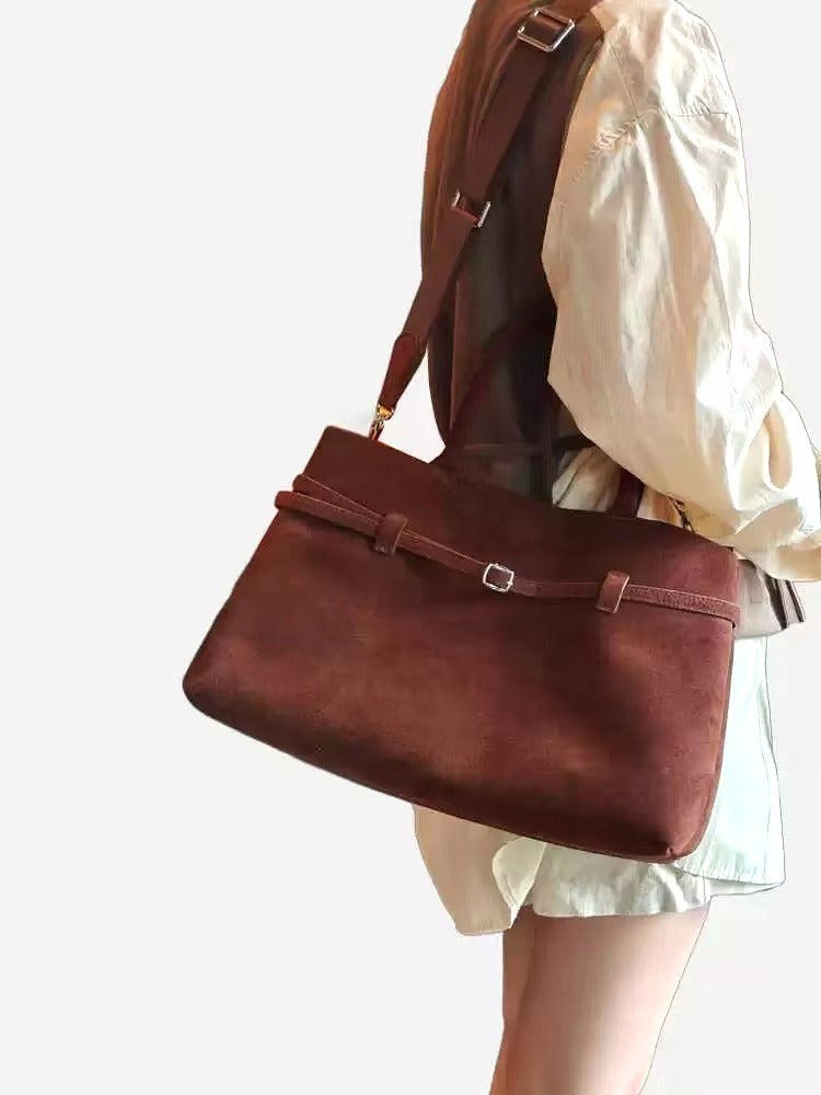 Vintage Matte Leather Shopping Large Shoulder Designer Handbag Mssza