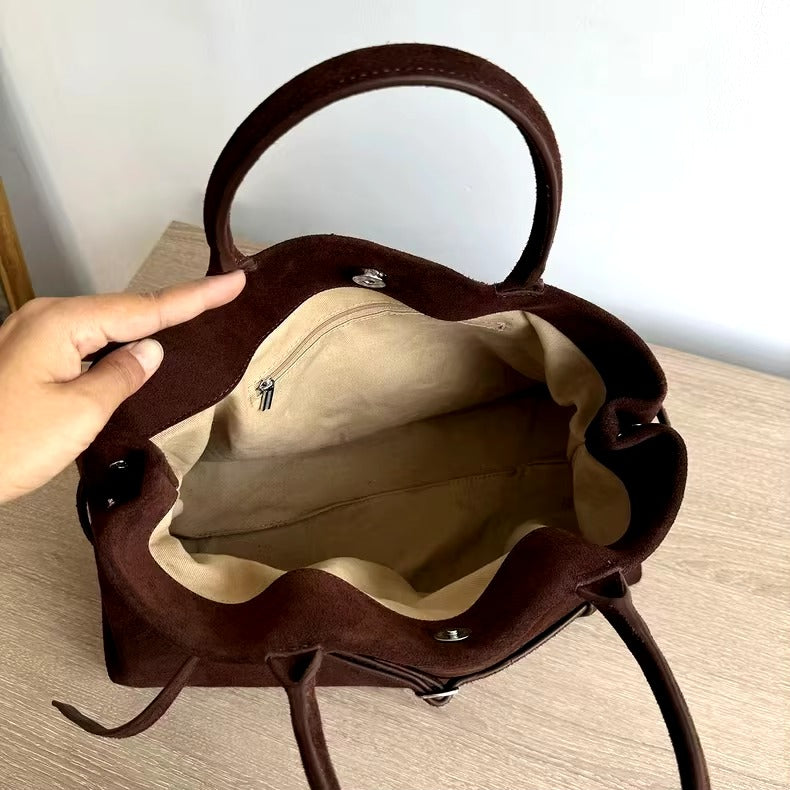 Vintage Matte Leather Shopping Large Shoulder Designer Handbag Mssza