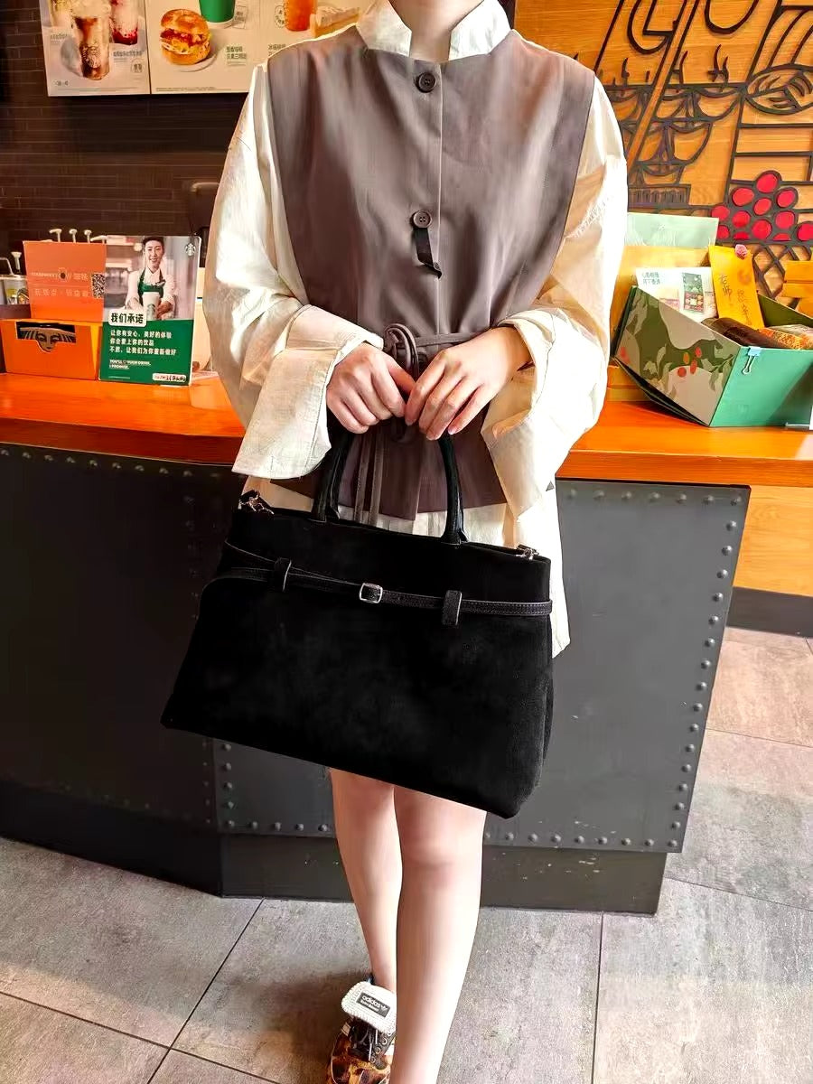 Vintage Matte Leather Shopping Large Shoulder Designer Handbag Mssza