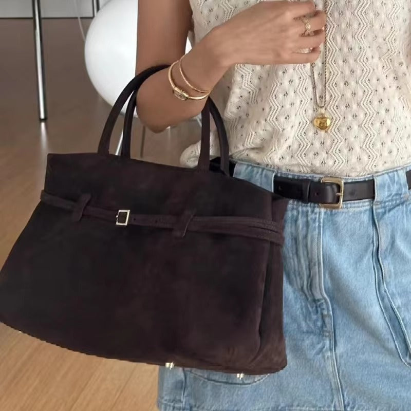Vintage Matte Leather Shopping Large Shoulder Designer Handbag Mssza