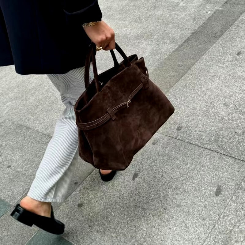 Vintage Matte Leather Shopping Large Shoulder Designer Handbag Mssza