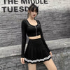 Vintage Patchwork Gothic Pleated High Waist Mini Skirts Streetwear Mssza