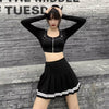 Vintage Patchwork Gothic Pleated High Waist Mini Skirts Streetwear Mssza