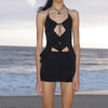 Vintage Polyester Ruffles Strappy Halter Slight Stretch Crop Top Mssza