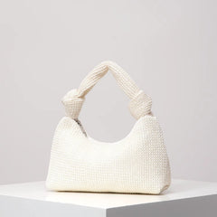Vintage Polyester Zipper Woven Knotted Handbag Mssza