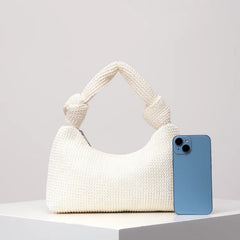 Vintage Polyester Zipper Woven Knotted Handbag Mssza