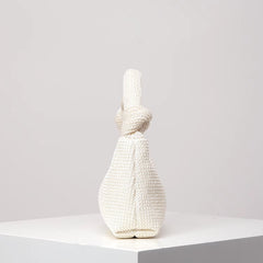 Vintage Polyester Zipper Woven Knotted Handbag Mssza