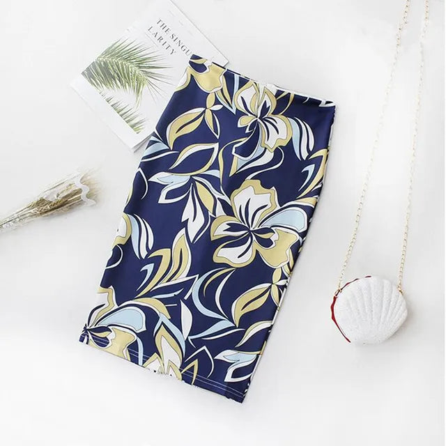 Vintage Print Pencil Long Skirt Office Skirts High Waist Slim Bodycon Skirt Mssza