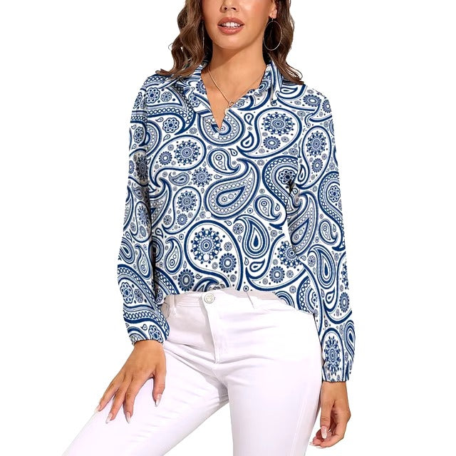 Vintage Print Single Breasted Regular Fit Long-Sleeve Shirt Mssza