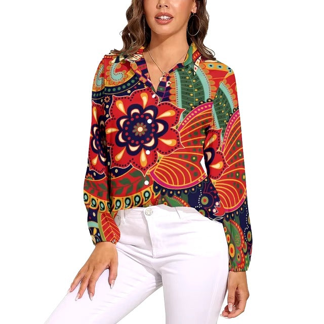 Casual Print Single Breasted Regular Fit Long-Sleeve Shirt Mssza