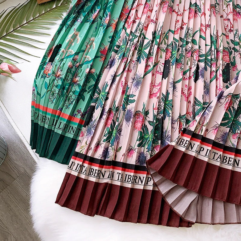 Vintage Printing Long Midi Skirt Mssza