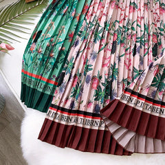 Vintage Printing Long Midi Skirt Mssza
