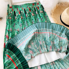 Vintage Printing Long Midi Skirt Mssza