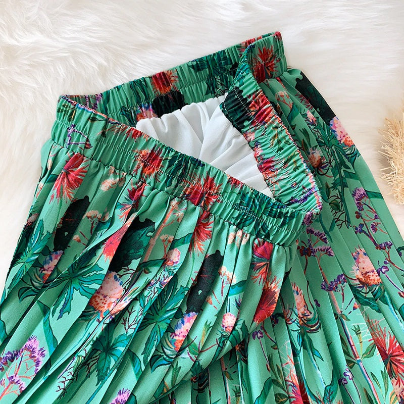 Vintage Printing Long Midi Skirt Mssza