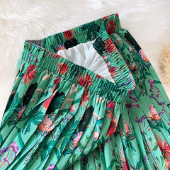 Vintage Printing Long Midi Skirt Mssza