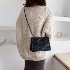 Vintage Rivet Chain Flap PU Leather Small Square Crossbody Bag Mssza