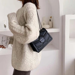 Vintage Rivet Chain Flap PU Leather Small Square Crossbody Bag Mssza