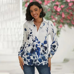 Vintage Single Breasted Abstract Face Printed Blouse Shirt Mssza