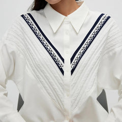 Vintage Single-Breasted Knitted Patchwork Office Style Striped Blouse Mssza