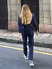Vintage Single Breasted Lace Up Striped Lapel Top And Pants Striped 2 Piece Sets Mssza