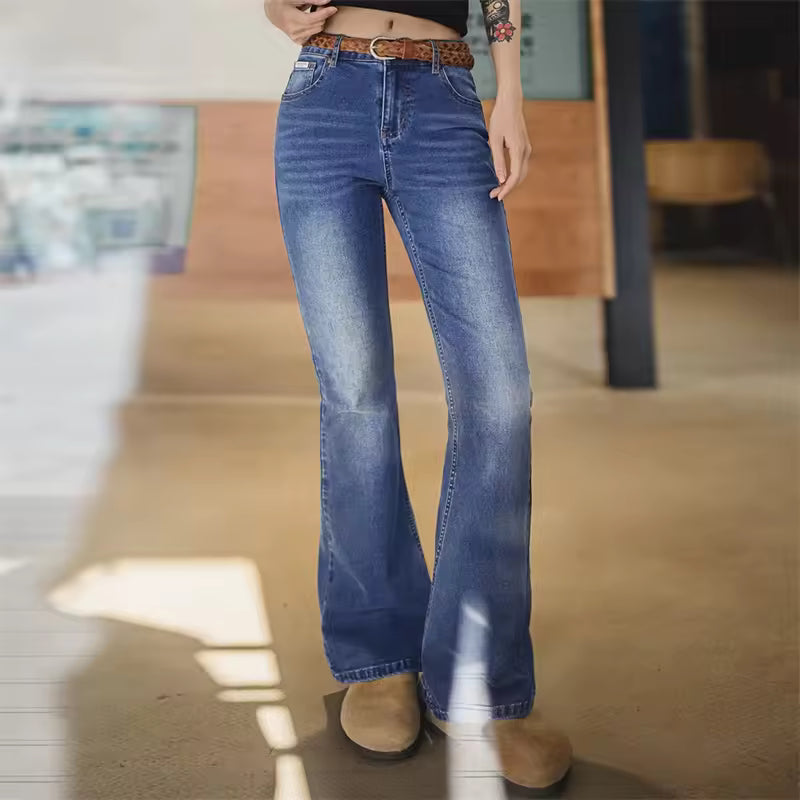 Vintage Slim Fit Washed Low Waist Denim Pants With Zipper Casual Street Trousers Mssza