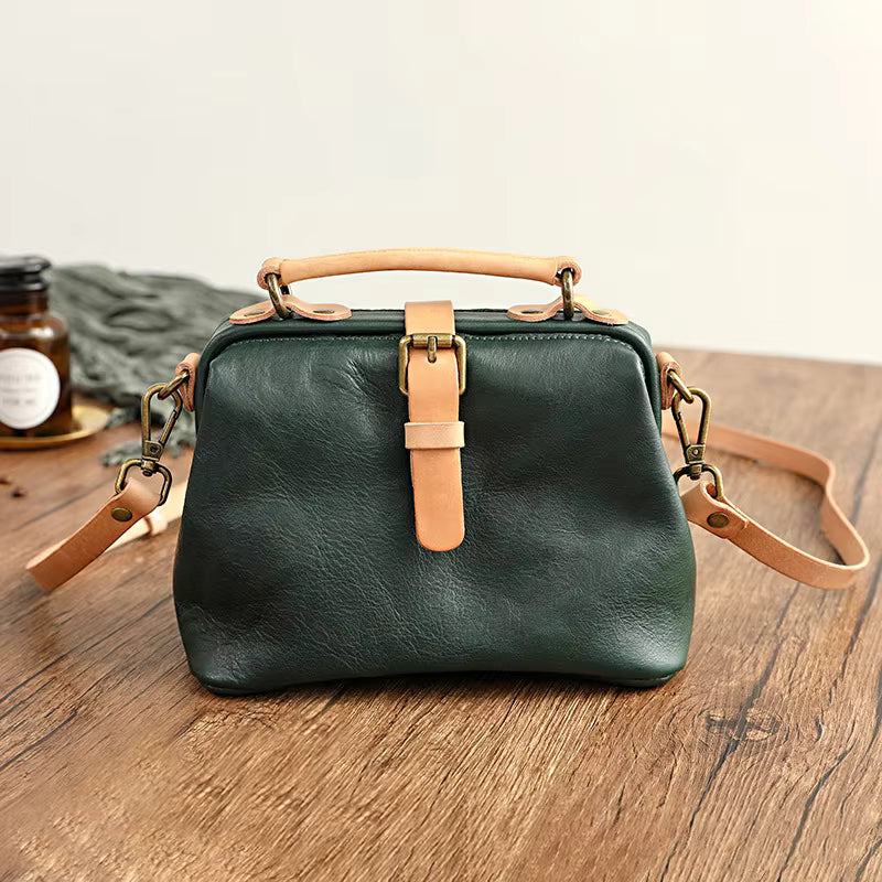 Vintage Soft Cowhide Genuine Leather Versatile Bucket Handbags Mssza