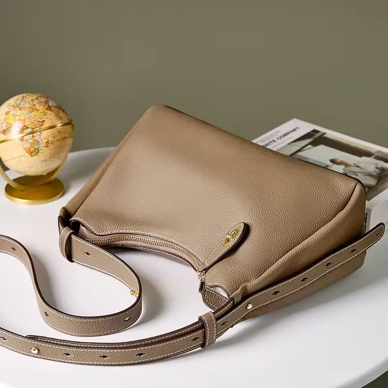 Vintage Soft Leather Messenger Leather Big Capacity Handbag Mssza