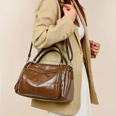 Vintage Soft Oil Pu Leather Large Capacity Travel Business Tote sac Shoulder Crossbody Bag Mssza