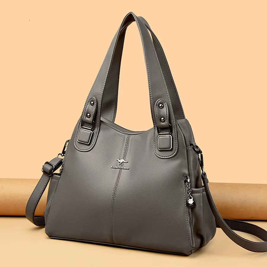 Vintage Soft PU Leather Designer Large Capacity Handbags Mssza