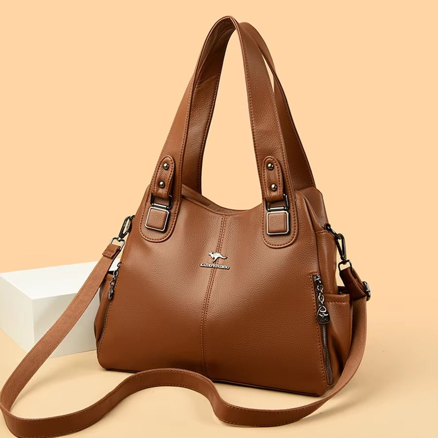 Vintage Soft PU Leather Designer Large Capacity Handbags Mssza