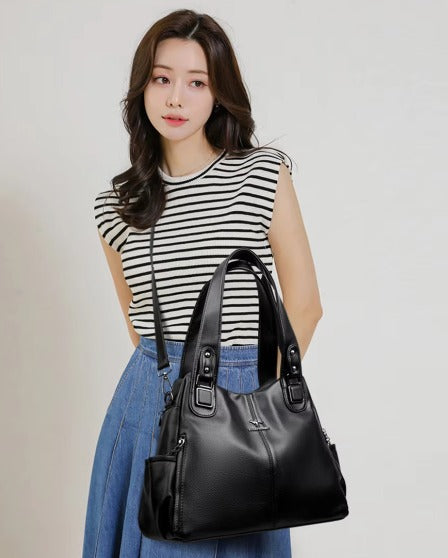 Vintage Soft PU Leather Designer Large Capacity Handbags Mssza