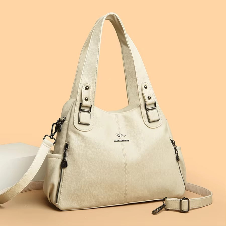 Vintage Soft PU Leather Designer Large Capacity Handbags Mssza