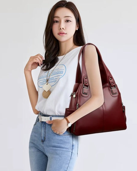 Vintage Soft PU Leather Designer Large Capacity Handbags Mssza
