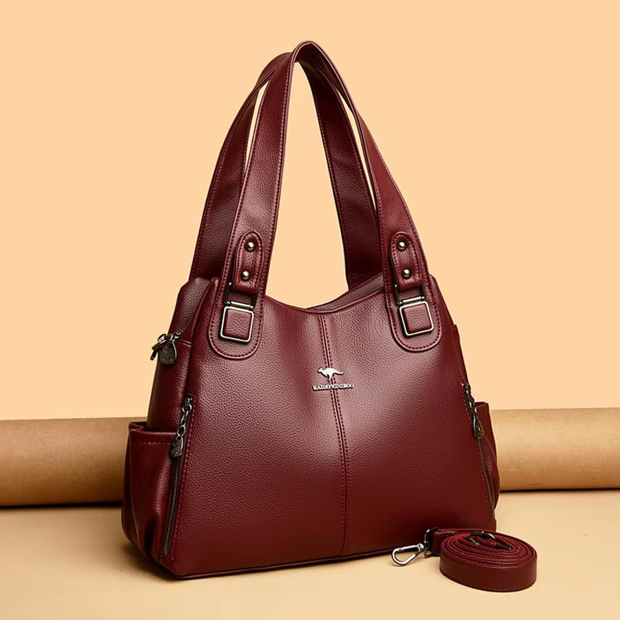 Vintage Soft PU Leather Designer Large Capacity Handbags Mssza