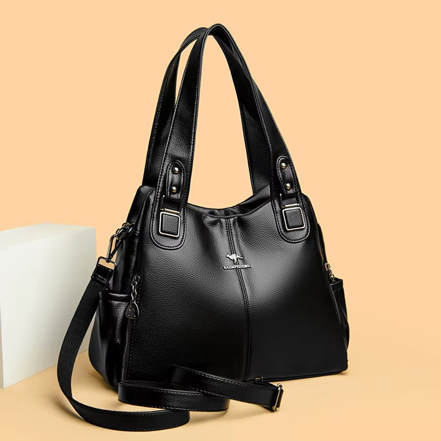 Vintage Soft PU Leather Designer Large Capacity Handbags Mssza