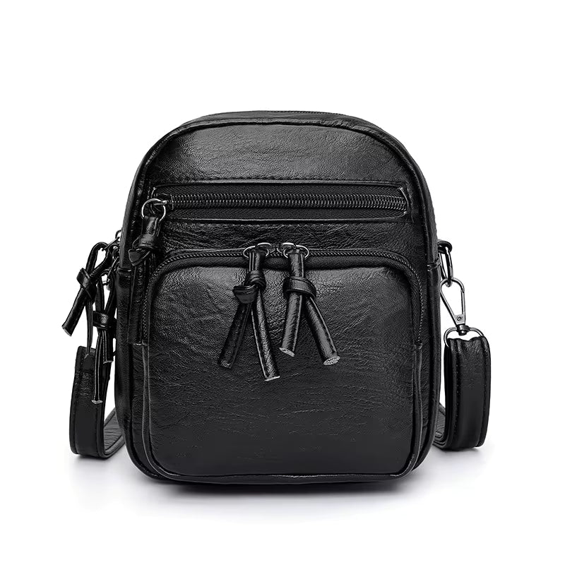 Vintage Soft PU Leather Multifunction Messenger Bag Small Square Bag Mssza