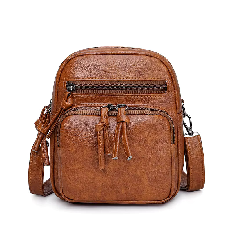 Vintage Soft PU Leather Multifunction Messenger Bag Small Square Bag Mssza